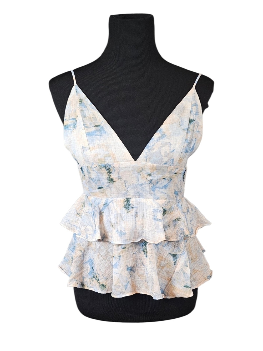 A Father's Love Floral Tiered Peplum Cami Small Balletcore Coquette